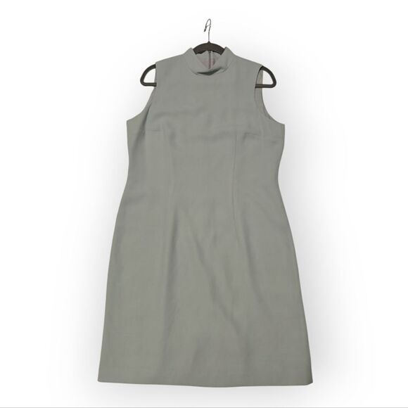 VTG YVES COSSETTE DEPECHE MODE Blue Sleeveless Sheath Mini Dress Mandarin Collar - Picture 2 of 9